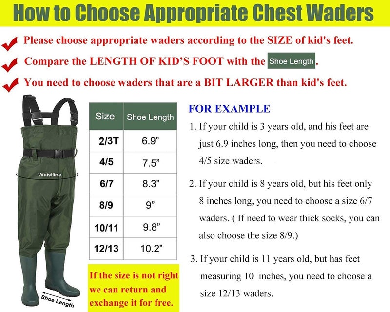 LANGXUN Chest Waders for Kids, Lightweight and Breathable PVC Fishing Waders for Toddler & Children, Waterproof Hutting Waders for Boys and Girls, Age 4/5 Little Kid - Image 5